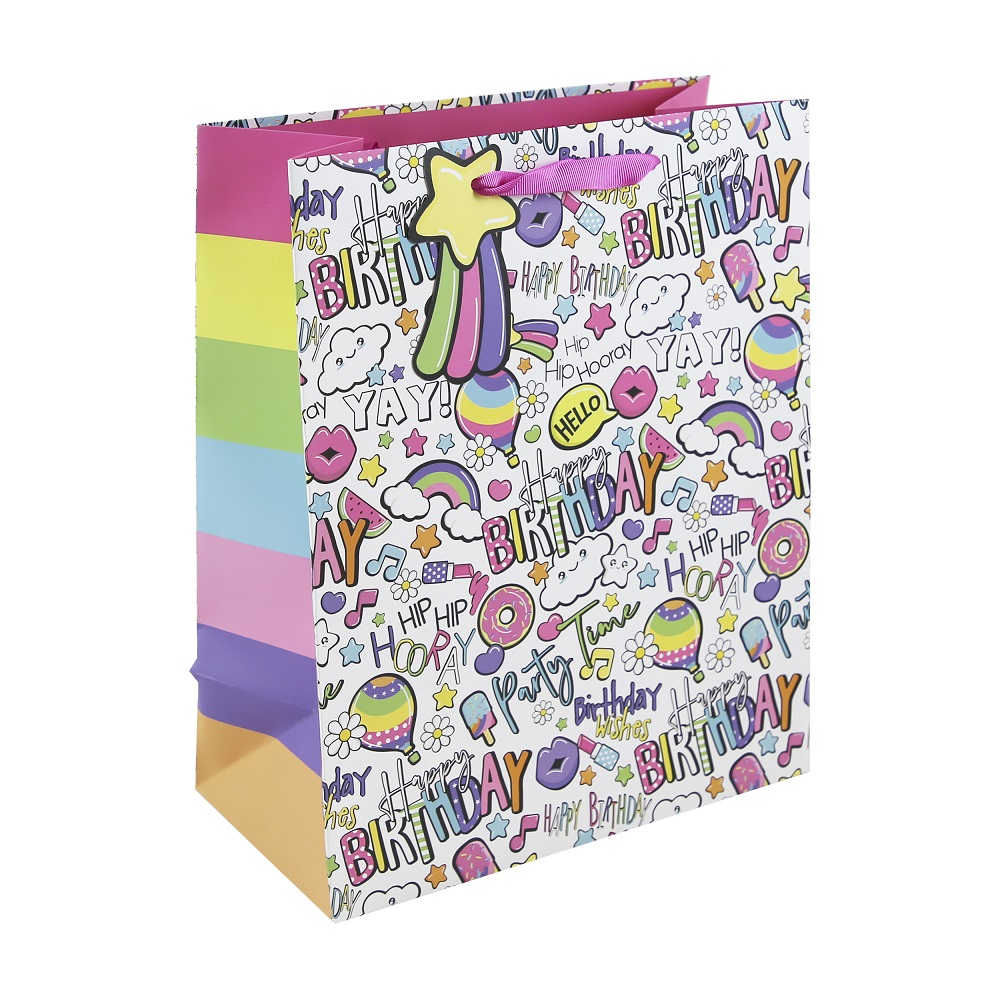 GIFT BAG GIRLY TEXT LARGE (33955-2C)